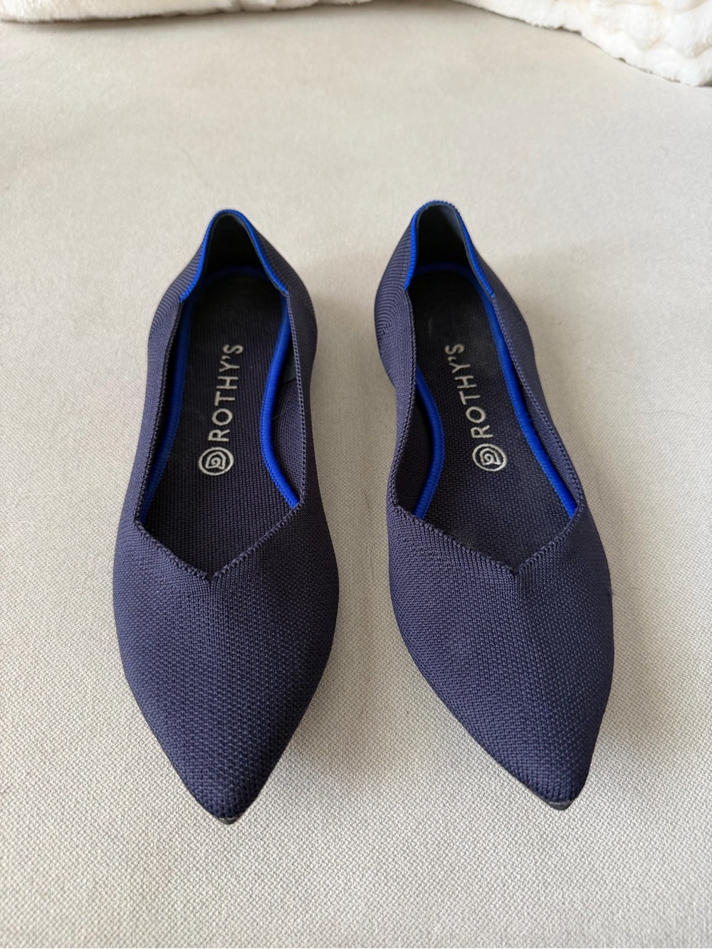 Rothy's Navy Pointed Knit Flat - Women's